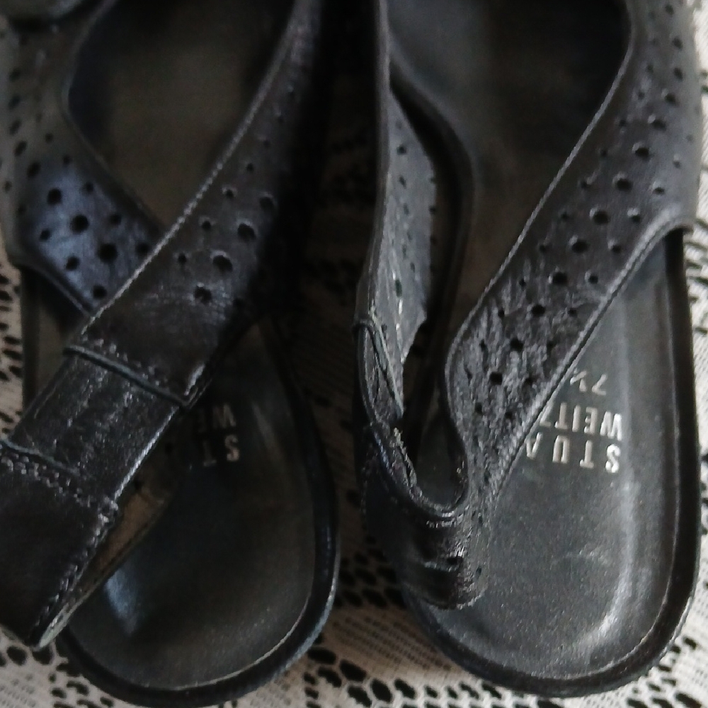 Stuart Weitzman Black Low Wedge Elegant Design - Picture 5 of 9